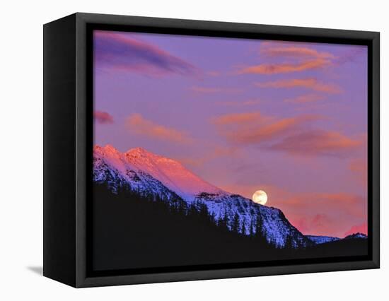 Full Moonrise over Cloudcroft Peaks, Glacier National Park, Montana, USA-Chuck Haney-Framed Stretched Canvas