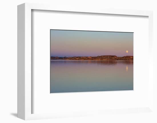 Full moonrise over Fort Peck Reservoir in the Charles M Russell National Wildlife Refuge, Montana.-Chuck Haney-Framed Photographic Print