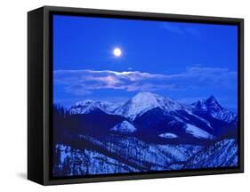 Full Moonrise over the Cloudcroft Peaks in Glacier National Park, Montana, USA-Chuck Haney-Framed Stretched Canvas