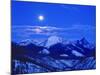 Full Moonrise over the Cloudcroft Peaks in Glacier National Park, Montana, USA-Chuck Haney-Mounted Photographic Print