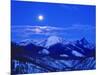 Full Moonrise over the Cloudcroft Peaks in Glacier National Park, Montana, USA-Chuck Haney-Mounted Photographic Print