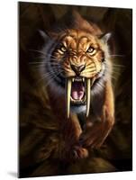 Full on View of a Saber-Toothed Tiger-null-Mounted Art Print