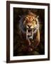 Full on View of a Saber-Toothed Tiger-null-Framed Art Print