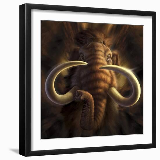 Full on View of a Woolly Mammoth-null-Framed Art Print