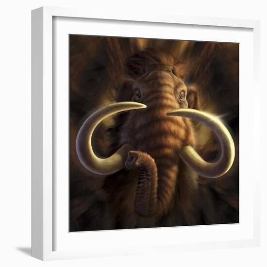 Full on View of a Woolly Mammoth-null-Framed Art Print