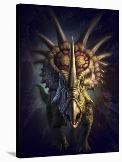 Full on View of the Horned Dinosaur, Styracosaurus-null-Stretched Canvas