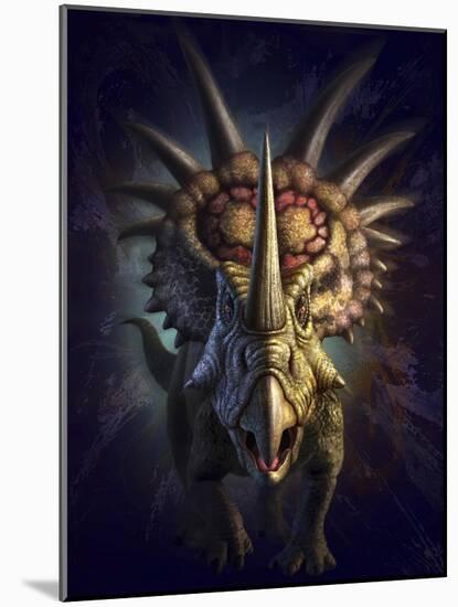 Full on View of the Horned Dinosaur, Styracosaurus-null-Mounted Art Print