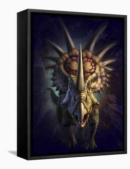 Full on View of the Horned Dinosaur, Styracosaurus-null-Framed Stretched Canvas