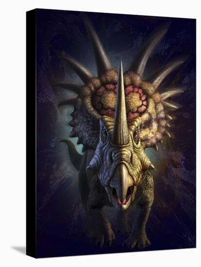 Full on View of the Horned Dinosaur, Styracosaurus-null-Stretched Canvas