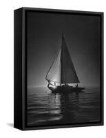 Full Sails During a Night Sailboat Race, with the Sun Peeking over the Horizon-Cornell Capa-Framed Stretched Canvas