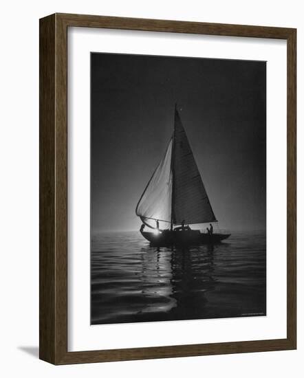 Full Sails During a Night Sailboat Race, with the Sun Peeking over the Horizon-Cornell Capa-Framed Photographic Print