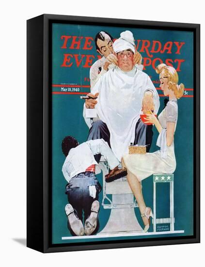 "Full Treatment" Saturday Evening Post Cover, May 18,1940-Norman Rockwell-Framed Stretched Canvas