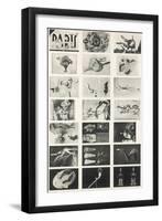 Full Undivided Sheet of the First Series of 21 Surrealist Picture Postcards, 1937-Georges Hugnet-Framed Giclee Print