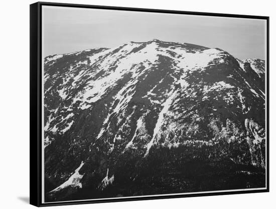 Full View Of Barren Mountain Side With Snow "In Rocky Mountain National Park" Colorado 1933-1942-Ansel Adams-Framed Stretched Canvas