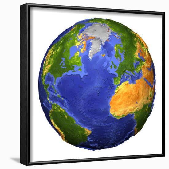 Full View of the Earth Showing Topographic Data-Stocktrek Images-Framed Photographic Print