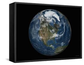 Full View of the Earth with the Full Arctic Region Visible-Stocktrek Images-Framed Stretched Canvas