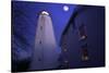 Full Winter Moon At Sandy Hook Lighthouse-George Oze-Stretched Canvas