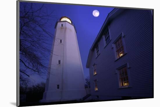 Full Winter Moon At Sandy Hook Lighthouse-George Oze-Mounted Photographic Print