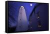 Full Winter Moon At Sandy Hook Lighthouse-George Oze-Framed Stretched Canvas