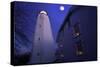 Full Winter Moon At Sandy Hook Lighthouse-George Oze-Stretched Canvas