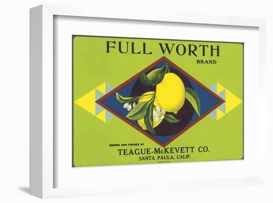 Full Worth Brand Citrus, California-null-Framed Art Print