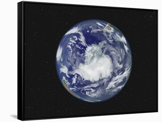 Fully Lit Full Disk Image Centered on the South Pole-Stocktrek Images-Framed Stretched Canvas