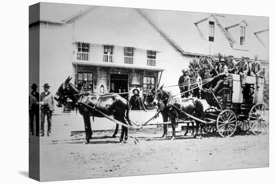 Fully-Loaded Stagecoach of the Old West, C.1885 (B/W Photograph)-American Photographer-Stretched Canvas