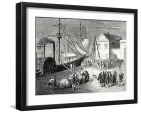 Fulton Boards His Steamboat the 'Clermont' in New York for its First Trip April 11 1807-Robert Fulton-Framed Giclee Print