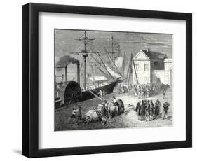 Fulton Boards His Steamboat the 'Clermont' in New York for its First Trip April 11 1807-Robert Fulton-Framed Giclee Print