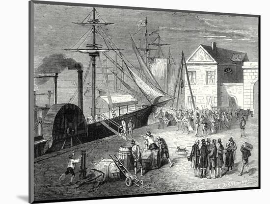 Fulton Boards His Steamboat the 'Clermont' in New York for its First Trip April 11 1807-Robert Fulton-Mounted Giclee Print