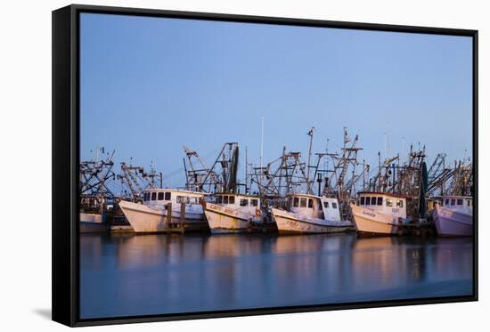 Fulton Harbor and oyster boats-Larry Ditto-Framed Stretched Canvas