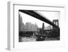 Fulton Tug Boat, Brooklyn Bridge, c.1920-null-Framed Art Print