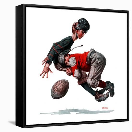 "Fumble" or "Tackled", November 21,1925-Norman Rockwell-Framed Stretched Canvas