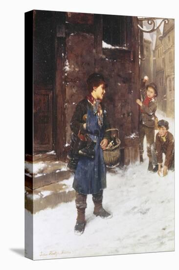Fun and Games in the Snow-Johann F.j. Hintze-Stretched Canvas