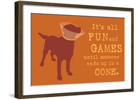 Fun And Games - Orange Version-Dog is Good-Framed Art Print