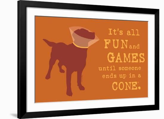 Fun And Games - Orange Version-Dog is Good-Framed Art Print