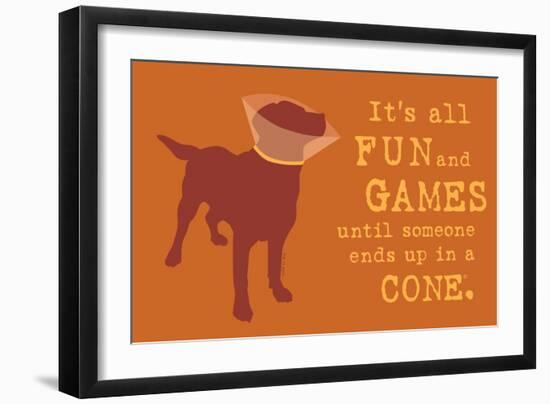 Fun And Games - Orange Version-Dog is Good-Framed Art Print