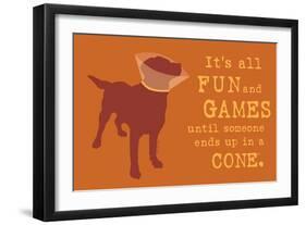 Fun And Games - Orange Version-Dog is Good-Framed Art Print