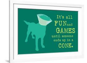 Fun And Games - Teal Version-Dog is Good-Framed Art Print