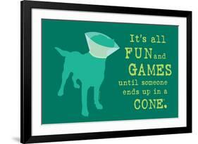 Fun And Games - Teal Version-Dog is Good-Framed Art Print