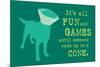 Fun And Games - Teal Version-Dog is Good-Mounted Art Print