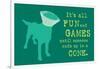 Fun And Games - Teal Version-Dog is Good-Framed Art Print