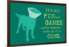 Fun And Games - Teal Version-Dog is Good-Framed Art Print