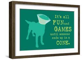 Fun And Games - Teal Version-Dog is Good-Framed Art Print