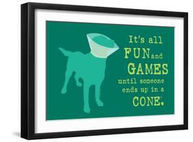 Fun And Games - Teal Version-Dog is Good-Framed Art Print