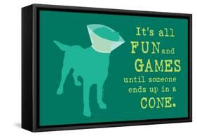 Fun And Games - Teal Version-Dog is Good-Framed Stretched Canvas