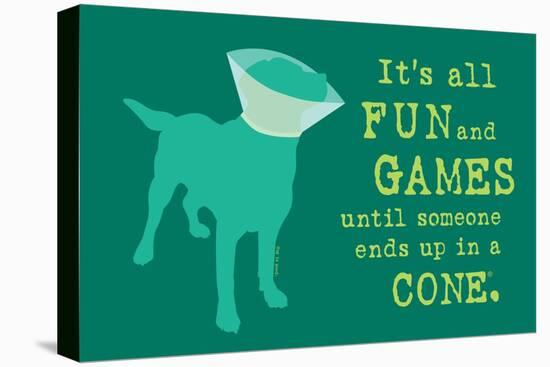 Fun And Games - Teal Version-Dog is Good-Stretched Canvas