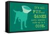 Fun And Games - Teal Version-Dog is Good-Framed Stretched Canvas