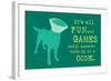 Fun And Games - Teal Version-Dog is Good-Framed Art Print