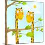 Fun Cartoon Baby Giraffe Animals in Wild for Kids Drawing. Funny Friends Giraffes Cartoon in Nature-Popmarleo-Mounted Art Print